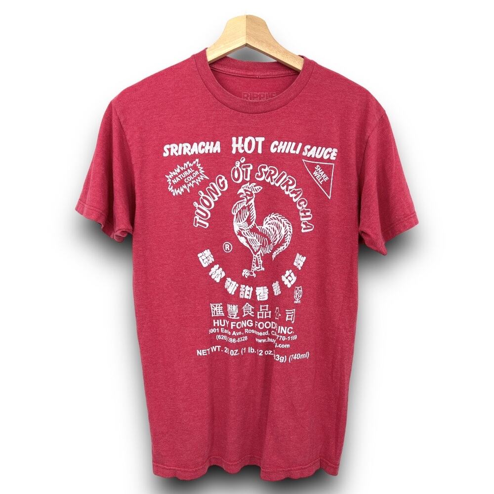 Ripple Junction MEDIUM Sriracha Hot Sauce Tee Shirt T-Shirt Red Short Sleeve - Picture 2 of 8